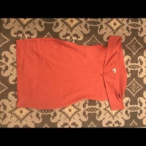 Salmon off the shoulder body con dress